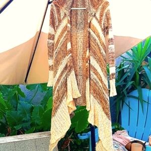 Women's knitted hooded sweater jacket